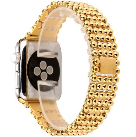 Curea iUni compatibila cu Apple Watch 1/2/3/4/5/6/7, 38mm, Luxury, Otel Inoxidabil, Gold